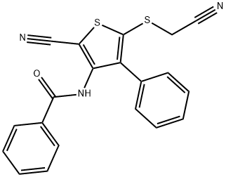 N-{2-cyano-5-[(cyanomethyl)sulfanyl]-4-phenyl-3-thienyl}benzenecarboxamide Structure