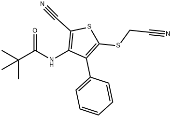 N-{2-cyano-5-[(cyanomethyl)sulfanyl]-4-phenyl-3-thienyl}-2,2-dimethylpropanamide,860649-76-9,结构式