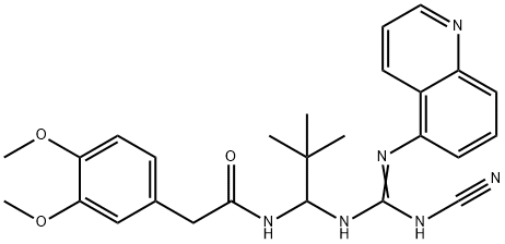 N-[1-[[(氰基氨基)(5-喹啉亚氨基)甲基]氨基]-2,2-二甲基丙基]-3,4-二甲氧基苯乙酰胺,861393-28-4,结构式