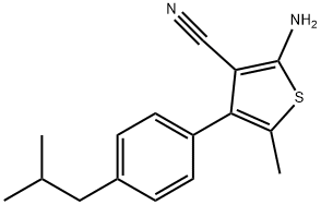 2-氨基-4-(4-异丁基苯基)-5-甲基噻吩-3-甲腈 结构式