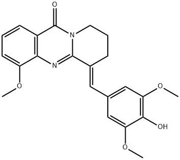 11H-Pyrido[2,1-b]quinazolin-11-one,  6,7,8,9-tetrahydro-6-[(4-hydroxy-3,5-dimethoxyphenyl)methylene]-4-methoxy-,  (6E)- Struktur
