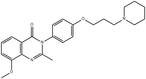 4(3H)-Quinazolinone,  8-methoxy-2-methyl-3-[4-[3-(1-piperidinyl)propoxy]phenyl]- 结构式