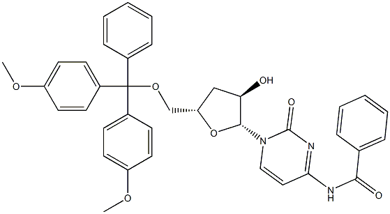 N4-BENZOYL-5'-O-(DIMETHOXYTRITYL)-3'-DEOXYCYTIDINE Struktur