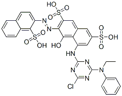 5-[[4-chloro-6-(ethylphenylamino)-1,3,5-triazin-2-yl]amino]-4-hydroxy-3-[(1-sulpho-2-naphthyl)azo]naphthalene-2,7-disulphonic acid Structure