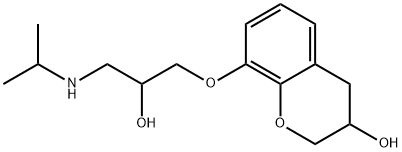 3,4-ジヒドロ-8-[2-ヒドロキシ-3-[イソプロピルアミノ]プロポキシ]-2H-1-ベンゾピラン-3-オール 化学構造式