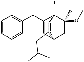 (1S,4S,8S)--5-ベンジル-8-メトキシ-1,8-ジメチル-2-(2'-メチルプロピル)-ビシクロ[2.2.2]オクタ-2,5-ジエン 化学構造式