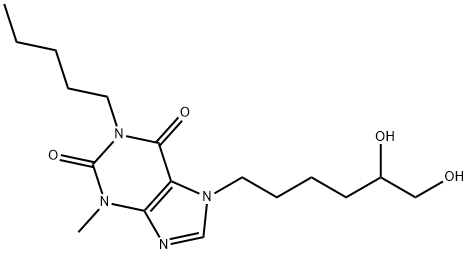 7-(5,6-dihydroxyhexyl)-3-methyl-1-pentyl-purine-2,6-dione 化学構造式