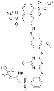 3-[4-[4-クロロ-6-[3-(2-ソジオスルホオキシエチル)スルホニルアニリノ]-1,3,5-トリアジン-2-イルアミノ]-5-メトキシ-2-メチルフェニルアゾ]-1,5-ナフタレンジスルホン酸二ナトリウム 化学構造式