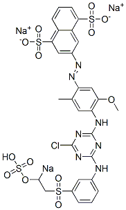 86278-15-1 3-[4-[4-Chloro-6-[3-(2-sodiosulfooxyethyl)sulfonylanilino]-1,3,5-triazin-2-ylamino]-5-methoxy-2-methylphenylazo]-1,5-naphthalenedisulfonic acid disodium salt