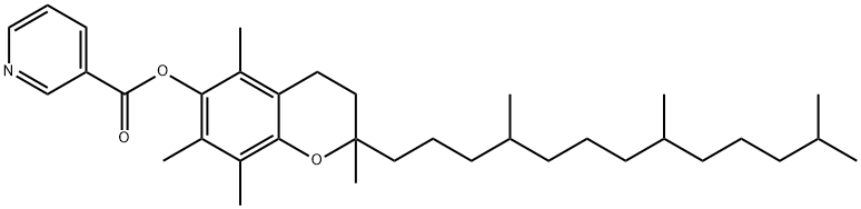3,4-dihydro-2,5,7,8-tetramethyl-2-(4,8,12-trimethyltridecyl)-2H-1-benzopyran-6-yl nicotinate Struktur