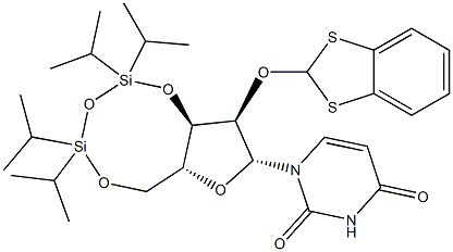 2'-O-(1,3-benzodithiol-2-yl)-3',5'-O-(1,1,3,3-tetraisopropyldisiloxan-1,3-diyl)uridine Structure