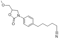 4-(5-(Methoxymethyl)-2-oxo-3-oxazolidinyl)benzenehexanenitrile 结构式