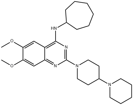 2-[1,4'-Bipiperidin]-1'-yl-N-cycloheptyl-6,7-dimethoxy-4-quinazolinaminedihydrochloride 结构式