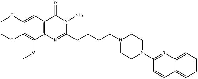 4(3H)-Quinazolinone,  3-amino-6,7,8-trimethoxy-2-[4-[4-(2-quinolinyl)-1-piperazinyl]butyl]- 结构式