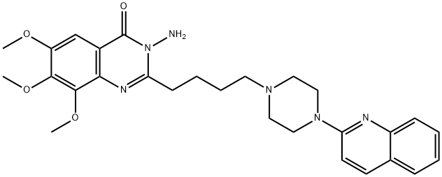 4(3H)-Quinazolinone,  3-amino-6,7,8-trimethoxy-2-[4-[4-(2-quinolinyl)-1-piperazinyl]butyl]- Structure