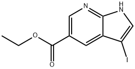 1H-Pyrrolo[2,3-b]pyridine-5-carboxylic acid, 3-iodo-, ethyl ester 化学構造式