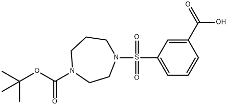 3-[[4-[(2-甲基丙烷-2-基)氧代羰基]-1,4-重氮基庚环-1-基]磺酰]苯甲酸,864685-22-3,结构式
