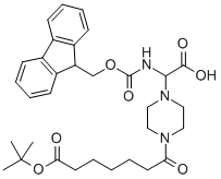FMOC-2-[[(6'-T-BUTOXY-CARBONYL)HEXANOYL]PIPERAZIN-4-YL]-GLYCINE 化学構造式