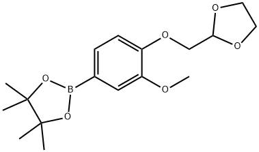 2-[4-([1,3]DIOXOLAN-2-YLMETHOXY)-3-METHOXY-PHENYL]-4,4,5,5-TETRAMETHYL-[1,3,2]DIOXABOROLANE Struktur