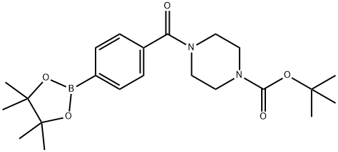 1-BOC-4-[4-(4,4,5,5-テトラメチル-1,3,2-ジオキサボロラン-2-イル)ベンゾイル]ピペラジン 化学構造式