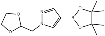 1-((1,3-二氧戊烷-2-基-)-甲基-1-氢-吡唑-4-硼酸频哪醇酯, 864754-17-6, 结构式