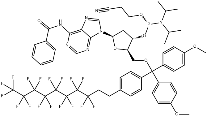 5'-O-FDMT-N6-BENZOYL-2'-DEOXYADENOSINE CEP 化学構造式