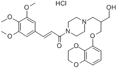 1-Piperazinepropanol, beta-(((2,3-dihydro-1,4-benzodioxin-5-yl)oxy)met hyl)-4-(1-oxo-3-(3,4,5-trimethoxyphenyl)-2-propenyl)-, monohydrochlori de 结构式