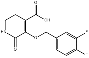 5-[(3,4-difluorobenzyl)oxy]-6-oxo-1,2,3,6-tetrahydro-4-pyridinecarboxylic acid 化学構造式