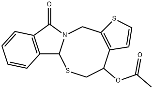 11-oxo-4,6a,11,13-tetrahydro-5H-thieno[2',3':5,6][1,3]thiazocino[2,3-a]isoindol-4-yl acetate 结构式