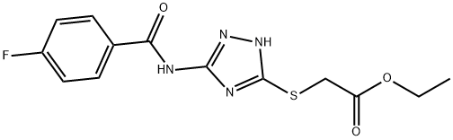 ethyl 2-({3-[(4-fluorobenzoyl)amino]-1H-1,2,4-triazol-5-yl}sulfanyl)acetate,866010-93-7,结构式