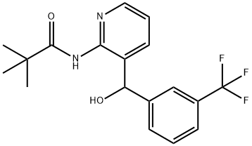 N-(3-{hydroxy[3-(trifluoromethyl)phenyl]methyl}-2-pyridinyl)-2,2-dimethylpropanamide Struktur