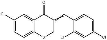 6-chloro-3-[(Z)-(2,4-dichlorophenyl)methylidene]-2H-thiochromen-4-one Struktur
