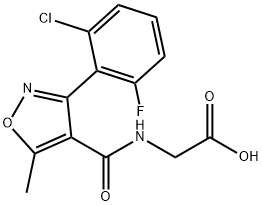 2-({[3-(2-chloro-6-fluorophenyl)-5-methyl-4-isoxazolyl]carbonyl}amino)acetic acid,866150-92-7,结构式