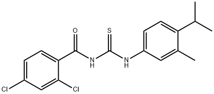 N-(2,4-dichlorobenzoyl)-N'-(4-isopropyl-3-methylphenyl)thiourea 化学構造式