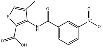 4-methyl-3-[(3-nitrobenzoyl)amino]-2-thiophenecarboxylic acid 结构式