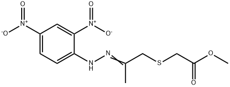 methyl 2-({2-[(Z)-2-(2,4-dinitrophenyl)hydrazono]propyl}sulfanyl)acetate Struktur
