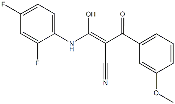 (Z)-3-(2,4-difluoroanilino)-3-hydroxy-2-(3-methoxybenzoyl)-2-propenenitrile 结构式