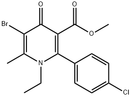 methyl 5-bromo-2-(4-chlorophenyl)-1-ethyl-6-methyl-4-oxo-1,4-dihydro-3-pyridinecarboxylate,866154-96-3,结构式