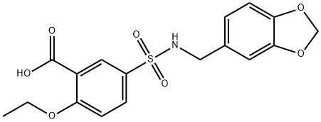 5-{[(1,3-benzodioxol-5-ylmethyl)amino]sulfonyl}-2-ethoxybenzenecarboxylic acid 化学構造式