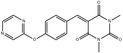 1,3-dimethyl-5-{[4-(2-pyrazinyloxy)phenyl]methylene}-2,4,6(1H,3H,5H)-pyrimidinetrione Structure