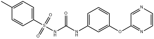 2-{3-[({[(4-methylphenyl)sulfonyl]amino}carbonyl)amino]phenoxy}pyrazine 化学構造式