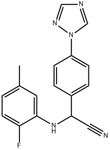 2-(2-fluoro-5-methylanilino)-2-[4-(1H-1,2,4-triazol-1-yl)phenyl]acetonitrile Struktur