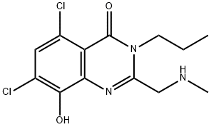 4(3H)-Quinazolinone,  5,7-dichloro-8-hydroxy-2-[(methylamino)methyl]-3-propyl- 化学構造式