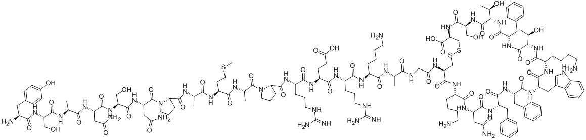 TYR-SER-ALA-ASN-SER-ASN-PRO-ALA-MET-ALA-PRO-ARG-GLU-ARG-LYS-ALA-GLY-CYS-LYS-ASN-PHE-PHE-TRP-LYS-THR-PHE-THR-SER-CYS, 86649-84-5, 结构式