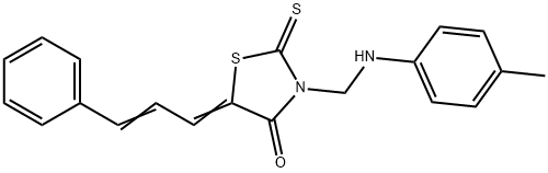4-Thiazolidinone, 3-(((4-methylphenyl)amino)methyl)-5-(3-phenyl-2-prop enylidene)-2-thioxo- Structure
