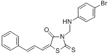 4-Thiazolidinone, 3-(((4-bromophenyl)amino)methyl)-5-(3-phenyl-2-prope nylidene)-2-thioxo- 化学構造式