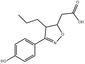 5-Isoxazoleacetic  acid,  4,5-dihydro-3-(4-hydroxyphenyl)-4-propyl-,866604-88-8,结构式