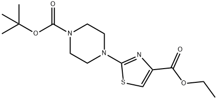 2-(4-(叔丁氧基羰基)哌嗪-1-基)噻唑-4-羧酸乙酯 结构式