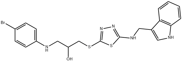 86717-06-8 1-[(4-bromophenyl)amino]-3-[[5-(1H-indol-3-ylmethylamino)-1,3,4-thiadi azol-2-yl]sulfanyl]propan-2-ol