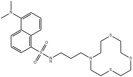 [12]aneNS3,  N-[3-(1,4,7-Trithia-10-aza-10-cyclododecyl)propyl]dansylamide 化学構造式